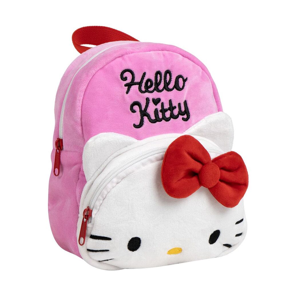Sac à dos Hello Kitty CERDÁ 22cm en polyester rose avec motif du personnage Hello Kitty, vue de face.
