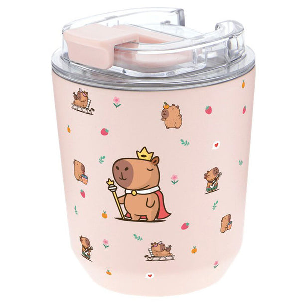 Thermos Capibara Majesty AUREA 280ml en acier inoxydable avec finition gomme, idéal pour boissons chaudes et froides.