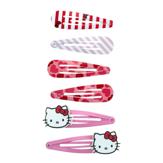 Gros plan sur une épingle à cheveux Hello Kitty SANRIO montrant les détails précis et la qualité du produit dans son emballage.