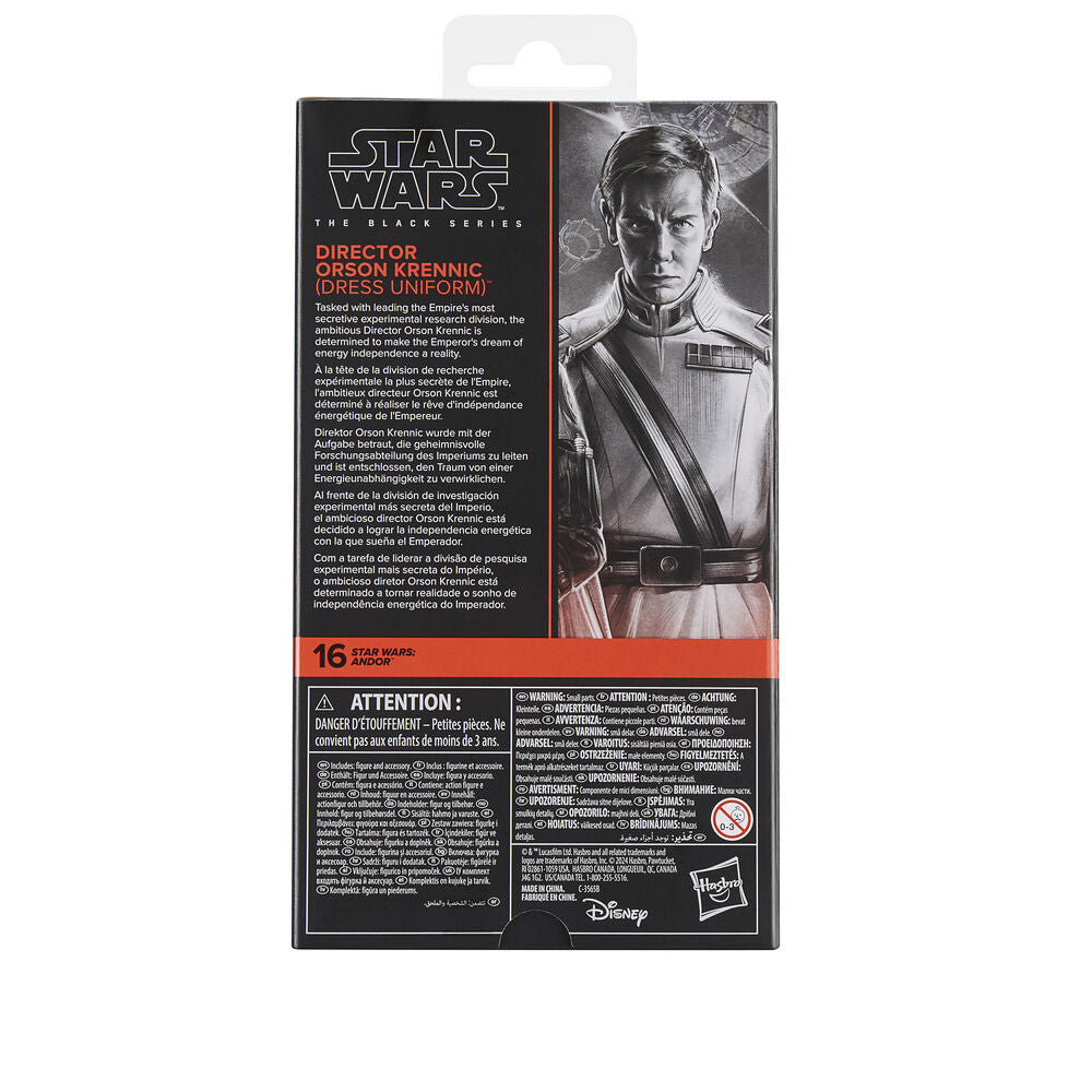 Vue arrière de la figurine Orson Krennic mettant en valeur les détails du manteau