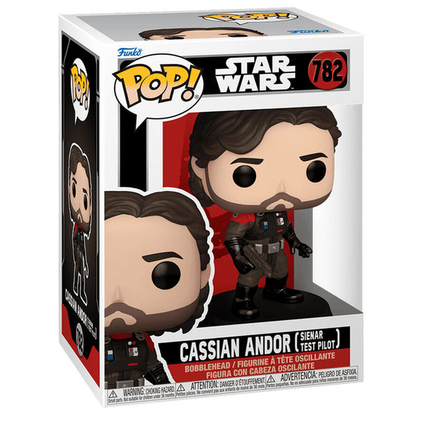 Détail de la tête de la figurine Funko POP Cassian Andor avec casque de pilote Sienar