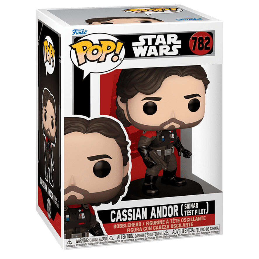 Détail de la tête de la figurine Funko POP Cassian Andor avec casque de pilote Sienar