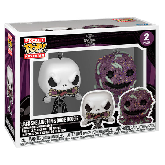 Porte-clé Funko Pocket POP Oogie Boogie de Nightmare Before Christmas avec détails colorés sur fond clair