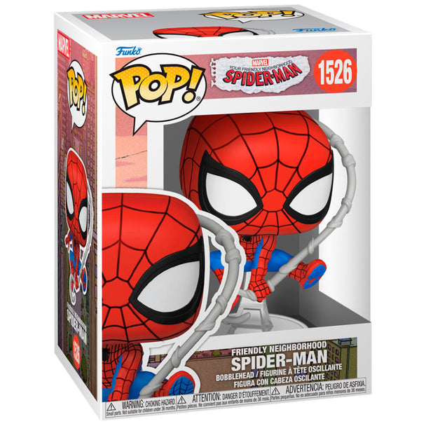 Figurine Funko POP Spider-Man Marvel de 9 cm en vinyle présentée dans sa boîte cadeau officielle FUNKO