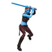 Vue latérale de la figurine Aayla Secura montrant les articulations des bras et jambes