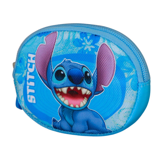 Porte-monnaie Stitch Disney Aloha KARACTERMANIA vu de face avec fermeture éclair et design coloré