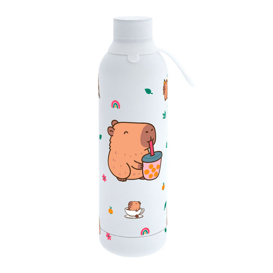 Bouteille thermos Capibara Ice Bubble Tea 700ml AUREA en acier inoxydable avec finition extérieure caoutchoutée, idéale pour boissons chaudes et froides.