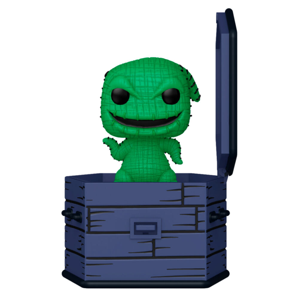 Figurine Pocket POP! Oogie Boogie de FUNKO, inspirée de L'Étrange Noël de Monsieur Jack, avec son coffret en forme de cercueil fermé.