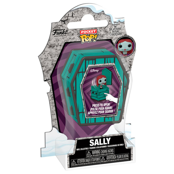 Figurine en vinyle Pocket POPers Sally de FUNKO, présentation latérale montrant les détails du personnage Nightmare Before Christmas