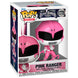 Vue rapprochée de la figurine Funko POP Pink Ranger avec détails précis et couleurs vives sur fond blanc
