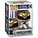 Vue rapprochée de la figurine Funko POP White Ranger avec détails précis de son costume et casque iconique.
