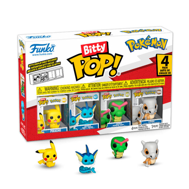 Zoom sur une figurine Bitty POP Pikachu FUNKO dans sa coque protectrice avec détails colorés