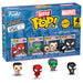 Zoom sur une figurine rare Bitty POP Marvel Spider-Man dans son boîtier acrylique avec socle amovible