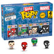 Zoom sur une figurine rare Bitty POP Marvel Spider-Man dans son boîtier acrylique avec socle amovible