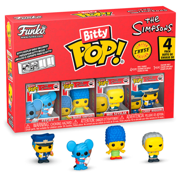 Zoom sur la figurine rare Bitty POP Itchy des Simpsons avec détails précis et finition brillante