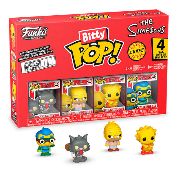 Détail des figurines Bitty POP The Simpsons dans leur emballage, mettant en valeur la qualité et le design FUNKO