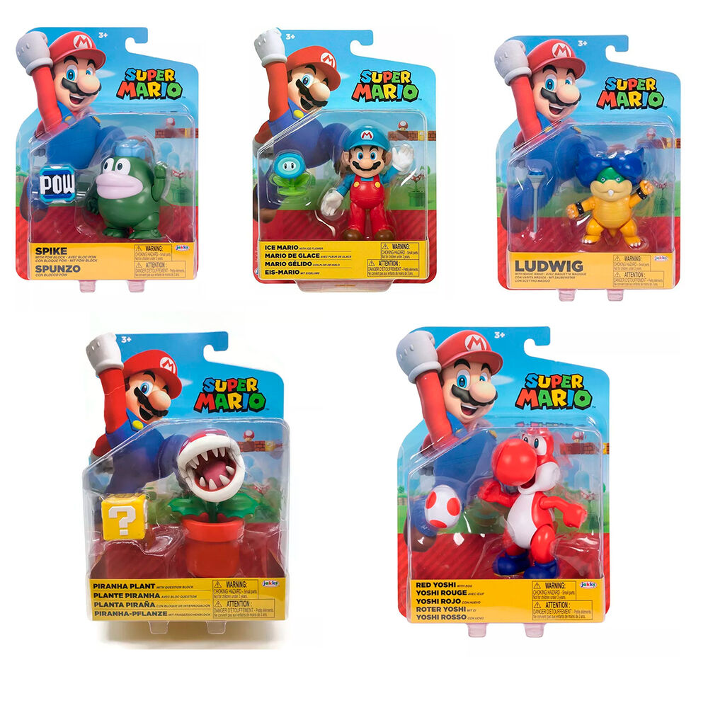 Figurine articulée Super Mario Bros de 10 cm en position dynamique avec couleurs vives