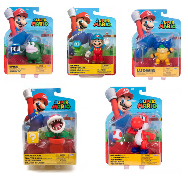 Figurine articulée Super Mario Bros de 10 cm en position dynamique avec couleurs vives
