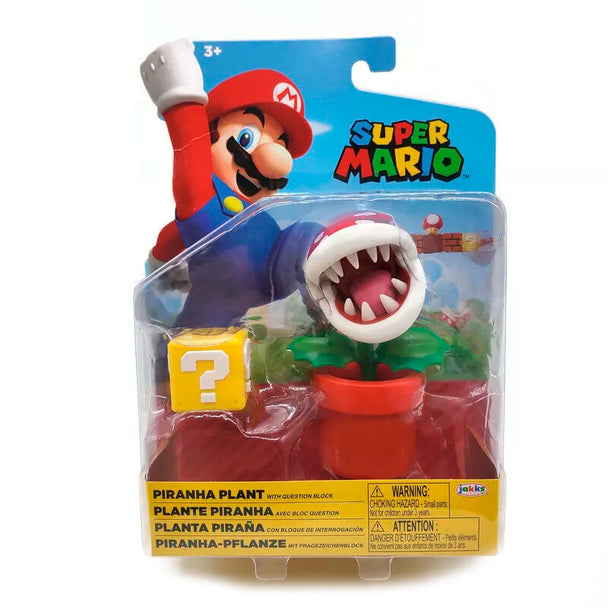 Vue rapprochée de la figurine Super Mario Bros montrant les détails du visage et des vêtements