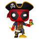 Figurine Funko POP Deadpool en costume de Long John Silver, 9 cm, présentée dans sa boîte cadeau Marvel.