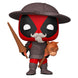Figurine Funko POP Deadpool en costume de Don Quichotte vue de face dans sa boîte cadeau