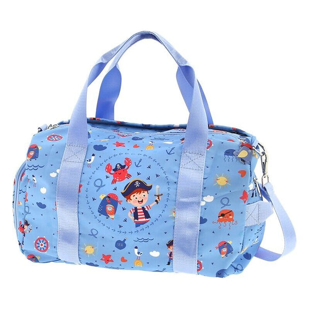 Sac de sport Pirates LOVELY STORY vue de face avec compartiments latéraux et poignée solide, dimensions 36x24x20cm