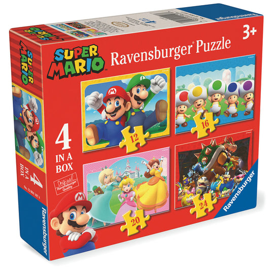 Puzzle Super Mario Bros assemblé montrant une scène dynamique et colorée de 19x14 cm