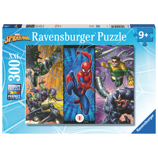 Puzzle Marvel Spiderman XXL 300 pièces avec image colorée de Spiderman en action, dimensions 49x36cm, Ravensburger.