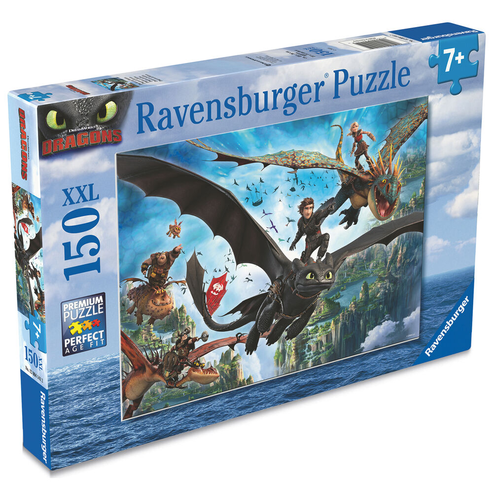 Image du puzzle XXL How to Train Your Dragon 2 de 150 pièces avec un visuel coloré et détaillé, dimensions 49x36 cm