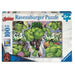 Image du puzzle Marvel Hulk XXL de 100 pièces assemblé montrant Hulk en action sur fond vert