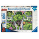 Image du puzzle Marvel Hulk XXL de 100 pièces assemblé montrant Hulk en action sur fond vert