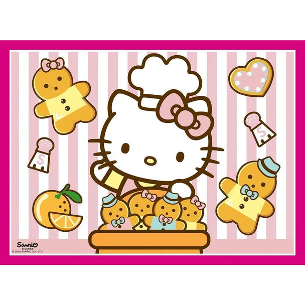 Image montrant le puzzle Hello Kitty assemblé avec 16 pièces sur fond blanc