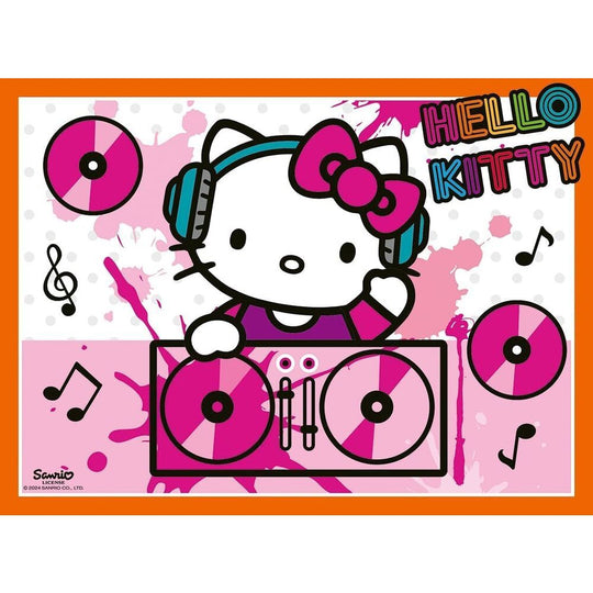 Vue rapprochée des pièces du puzzle Hello Kitty RAVENSBURGER pour enfants