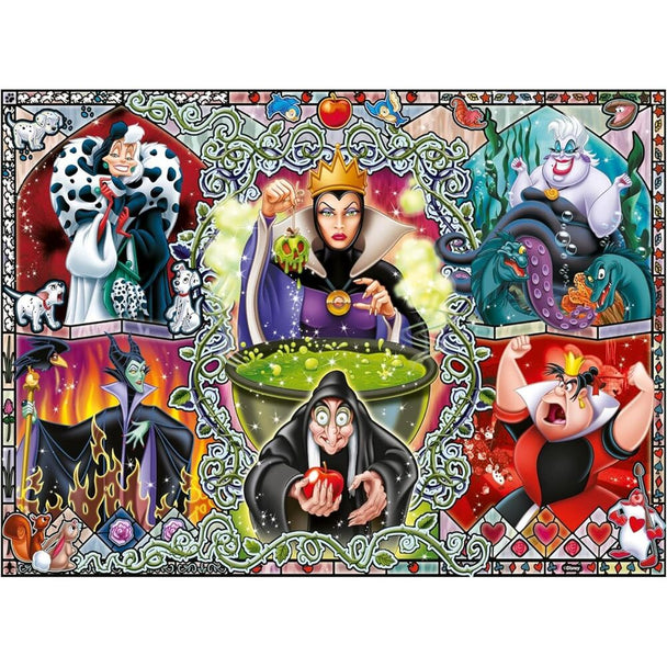 Puzzle Ravensburger de 1000 pièces représentant les méchants emblématiques de Disney, dimensions 70x50cm.