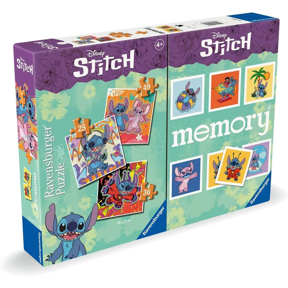 Multipack Disney Stitch avec trois puzzles colorés de 25, 36 et 49 pièces pour enfants dès 4 ans