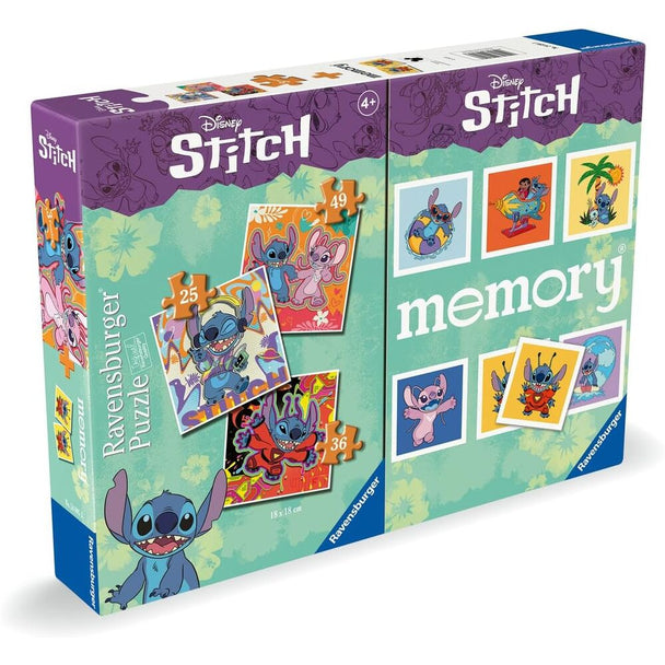 Multipack Disney Stitch avec trois puzzles colorés de 25, 36 et 49 pièces pour enfants dès 4 ans