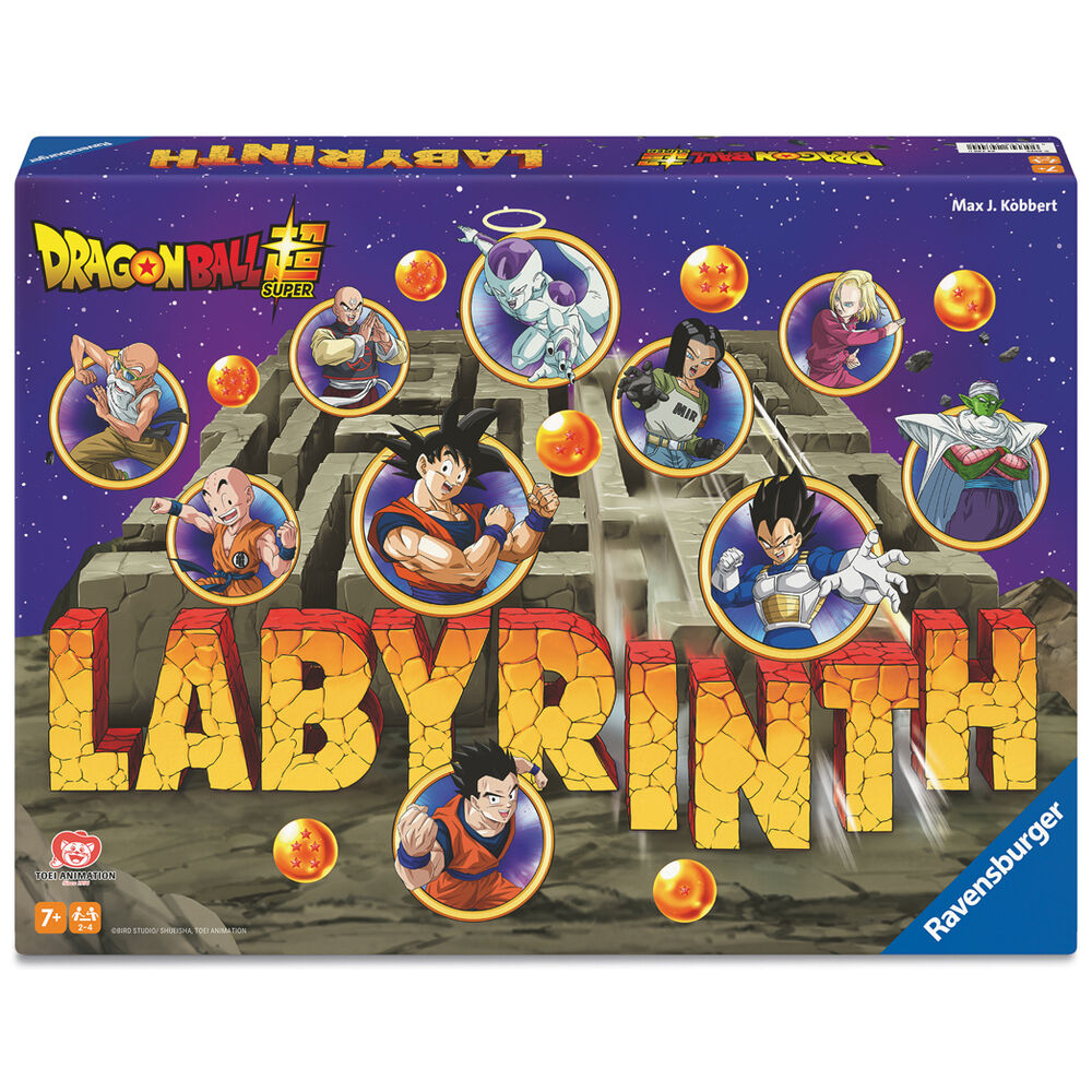 Boîte du jeu de société Dragon Ball Labyrinth de RAVENSBURGER avec illustration colorée et personnages emblématiques