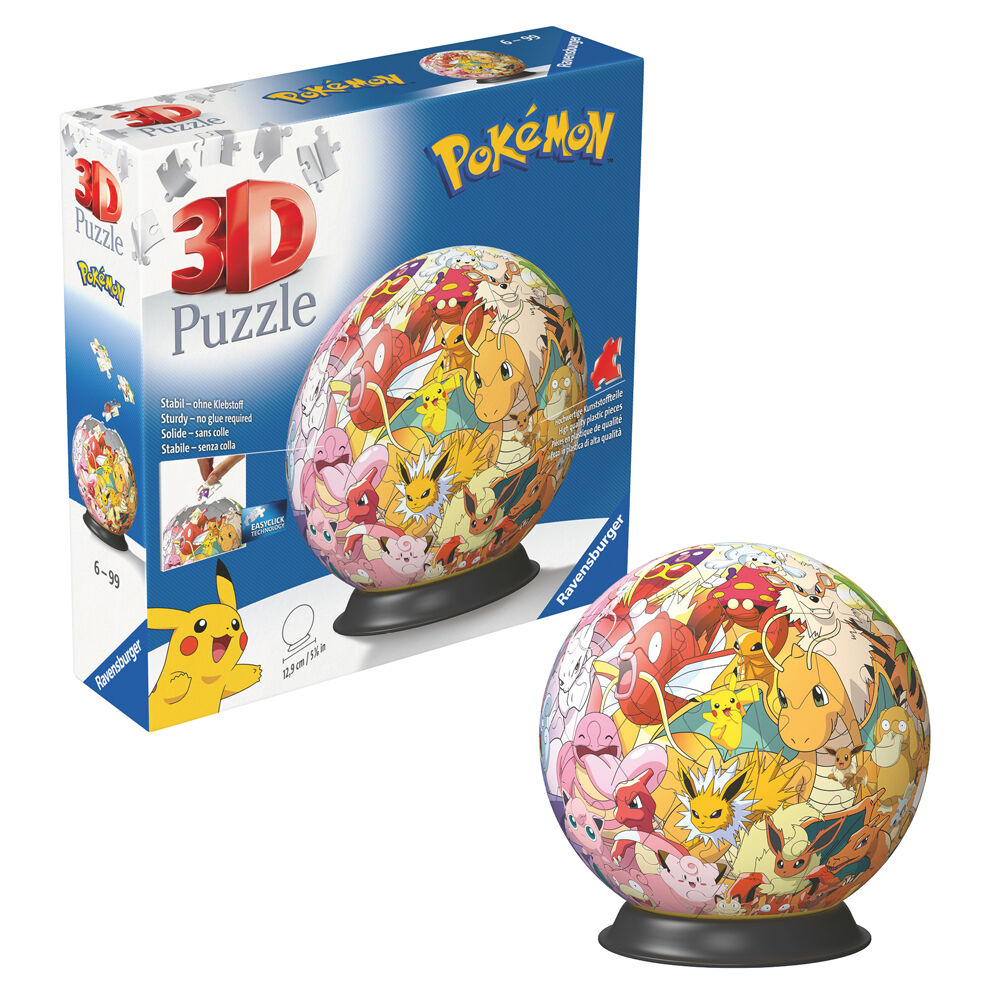 Image du puzzle Pokémon assemblé en 3D mesurant 12,9 cm, exposé sur un fond neutre