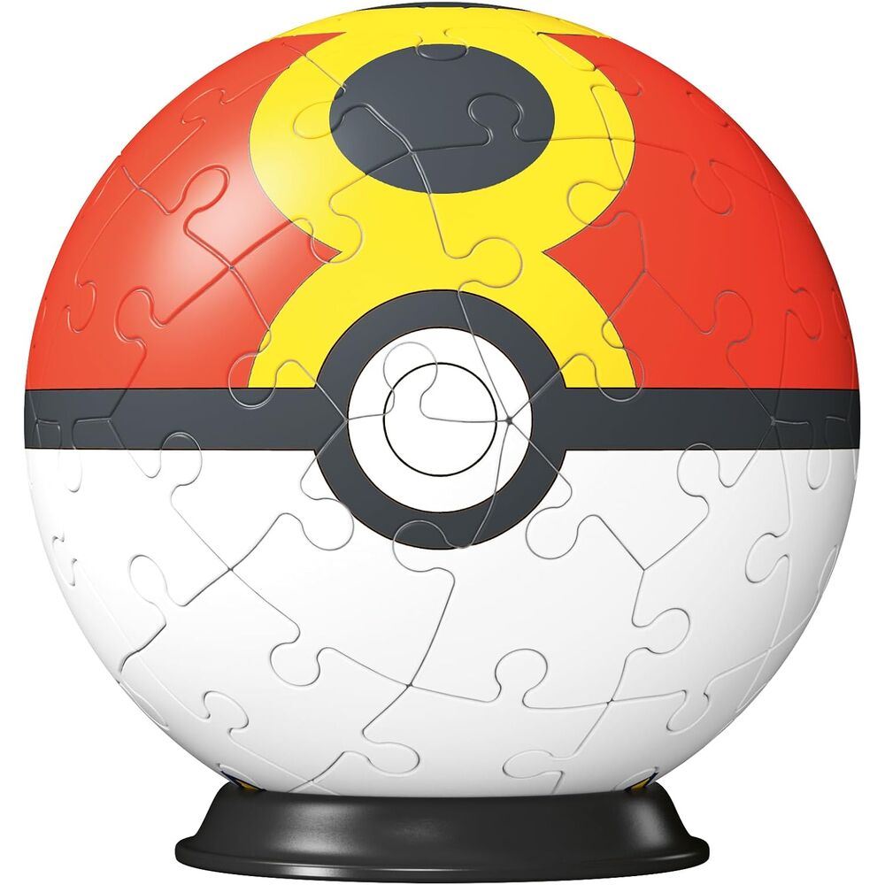 Boîte du puzzle 3D Poke Ball Pokémon RAVENSBURGER montrant le packaging officiel et les dimensions du produit