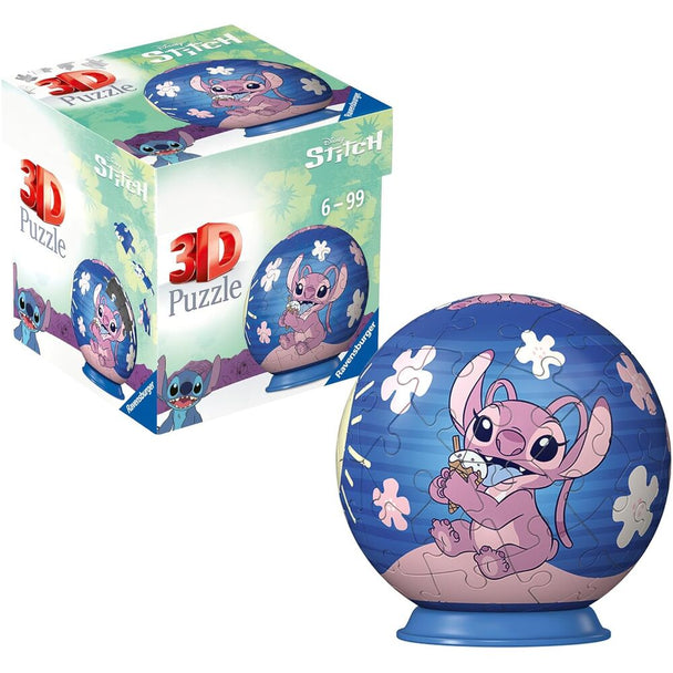 Puzzle 3D Disney Stitch & Angel assemblé en 54 pièces avec couleurs vives et détails précis