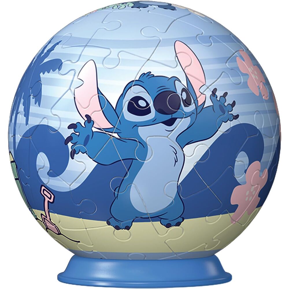 Puzzle 3D Disney Stitch assemblé en forme de personnage coloré sur fond blanc
