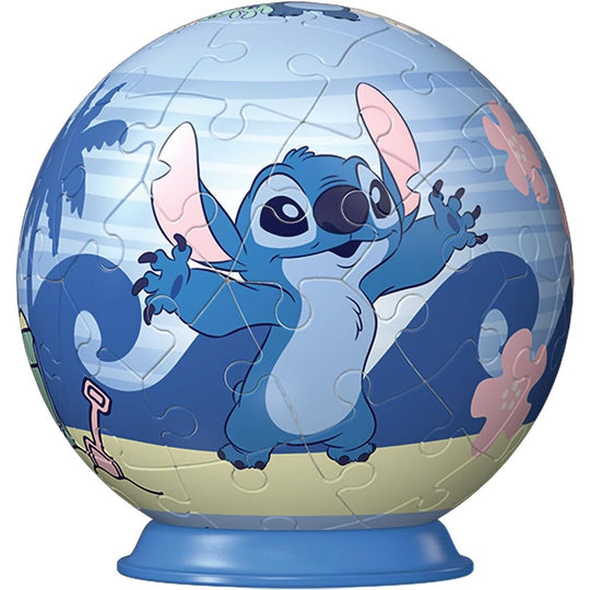 Puzzle 3D Disney Stitch assemblé en forme de personnage coloré sur fond blanc