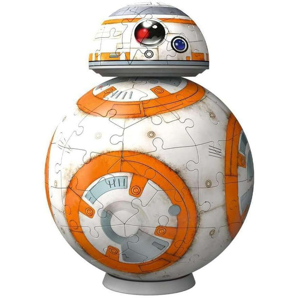 Puzzle 3D Star Wars BB-8 de 17,5 cm en cours de montage avec 104 pièces colorées