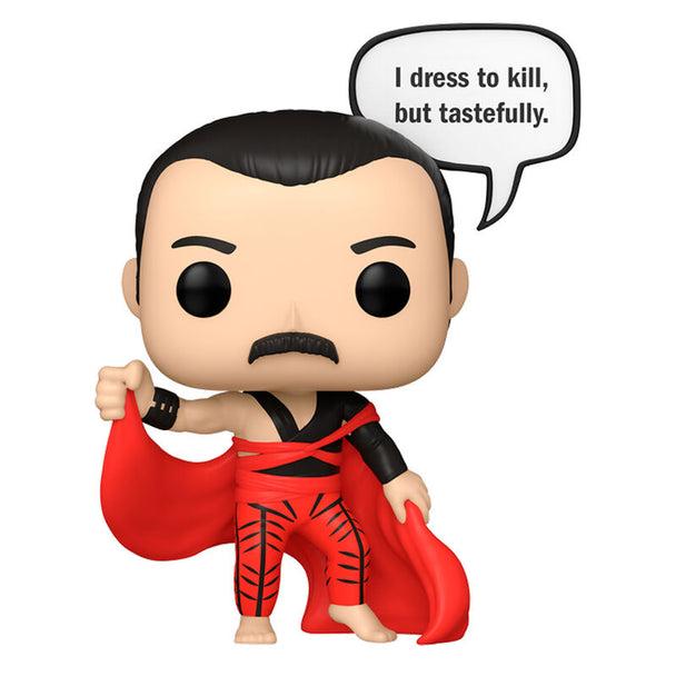Figurine Funko POP de Freddie Mercury en vinyle, 9 cm, avec son costume emblématique sur fond blanc