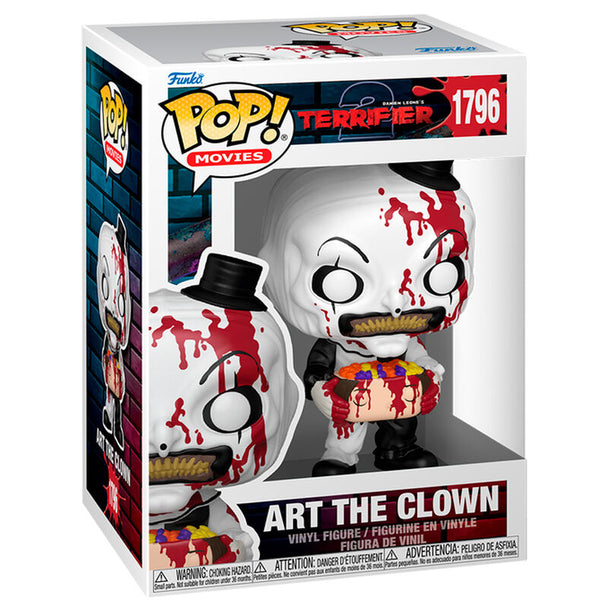 Détail de la figurine Funko POP Terrifier Art the Clown montrant les couleurs et les finitions soignées
