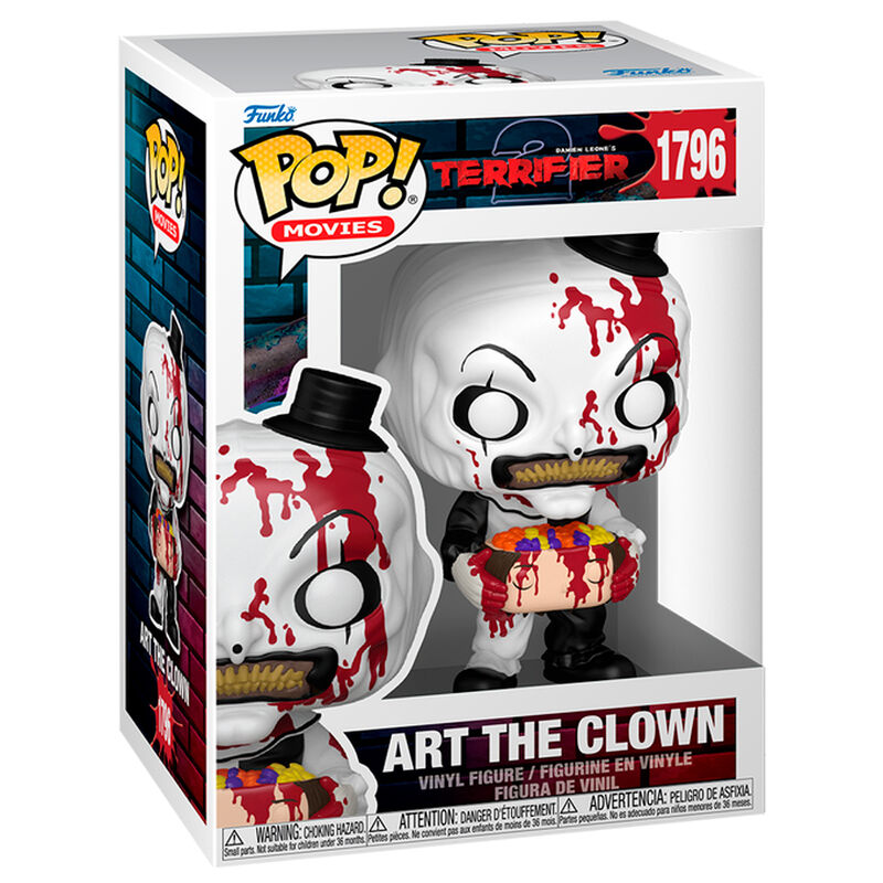 Détail de la figurine Funko POP Terrifier Art the Clown montrant les couleurs et les finitions soignées