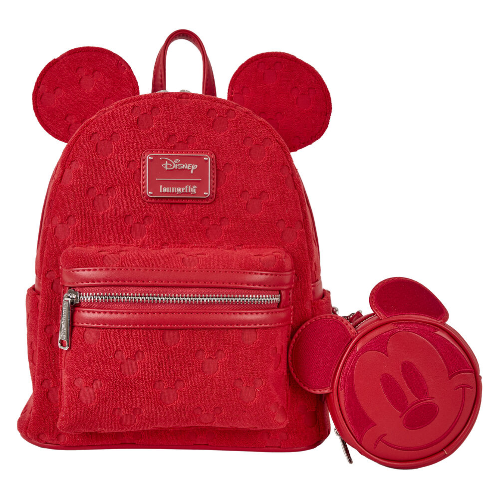 Sac à dos Loungefly Disney Mickey vue de face avec design coloré et logo emblématique