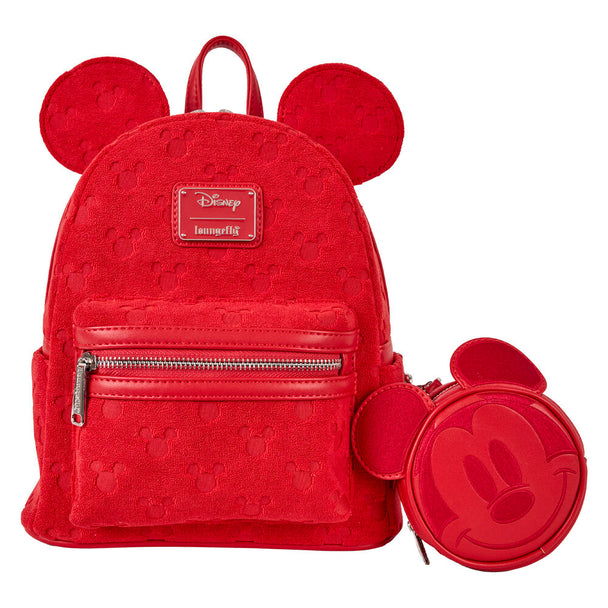 Sac à dos Loungefly Disney Mickey vue de face avec design coloré et logo emblématique