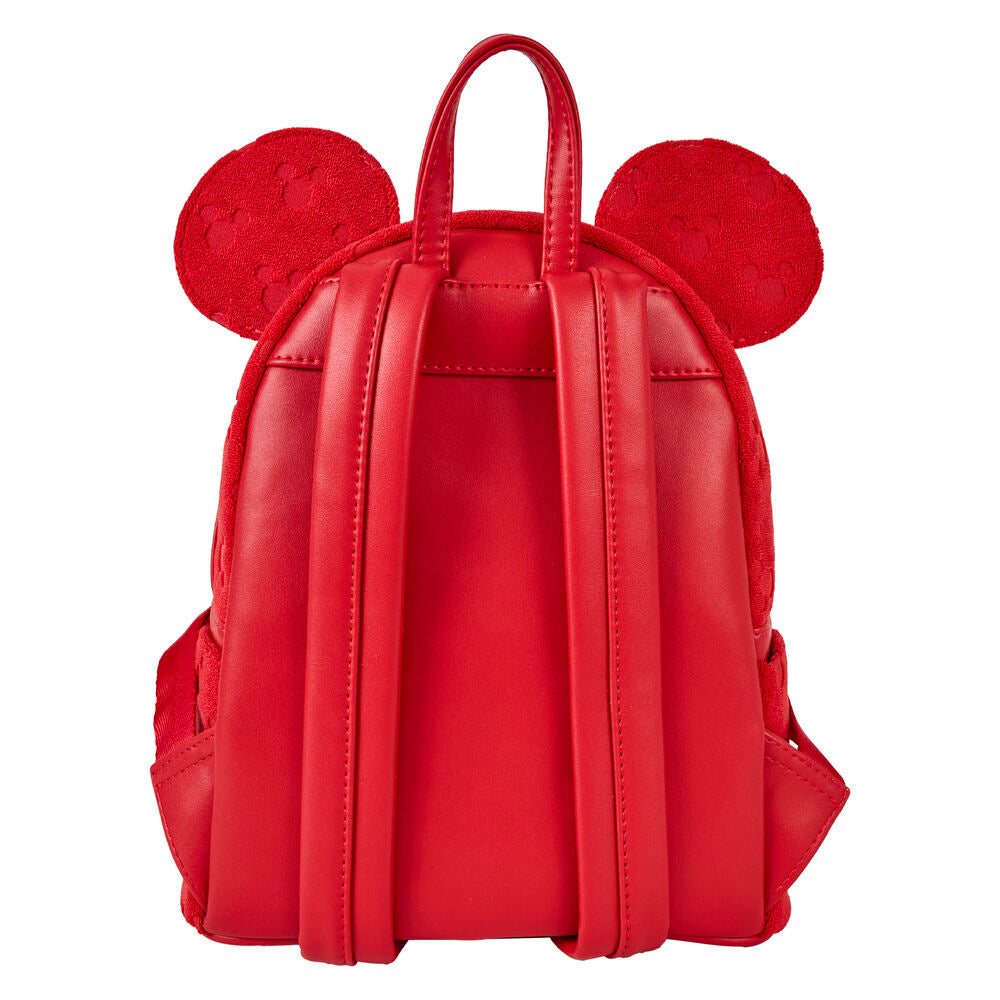 Vue latérale du sac à dos Loungefly Disney Mickey montrant les bretelles réglables confortables