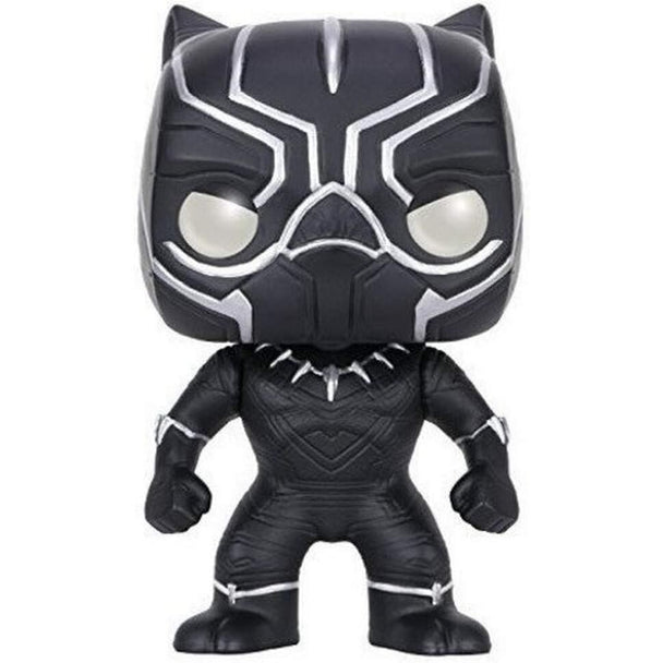 Zoom sur la figurine POP FUNKO Black Panther Marvel Civil War montrant les détails du masque et des yeux